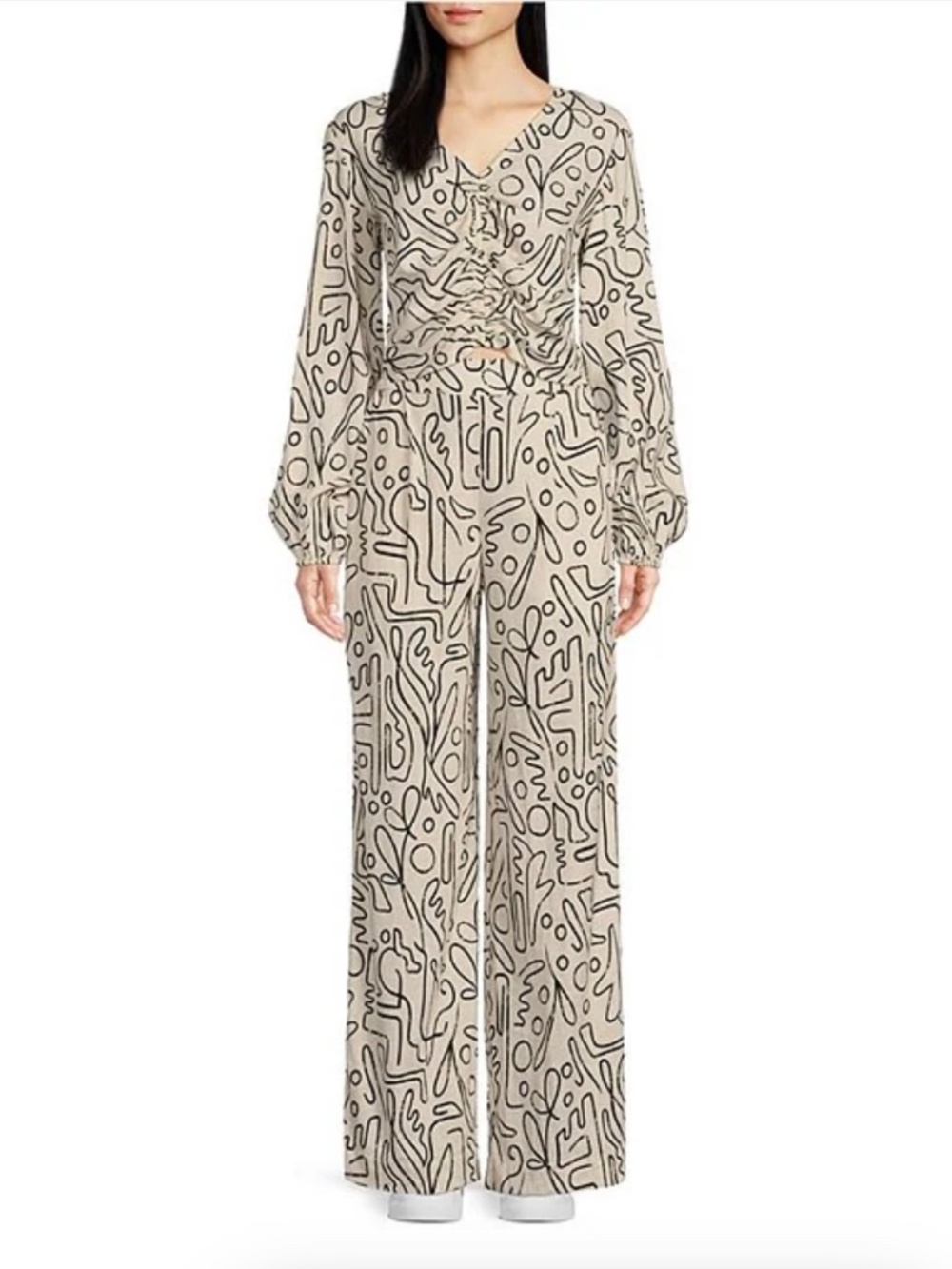 Abstract Print Wide Leg Pants - Picture 2 of 9